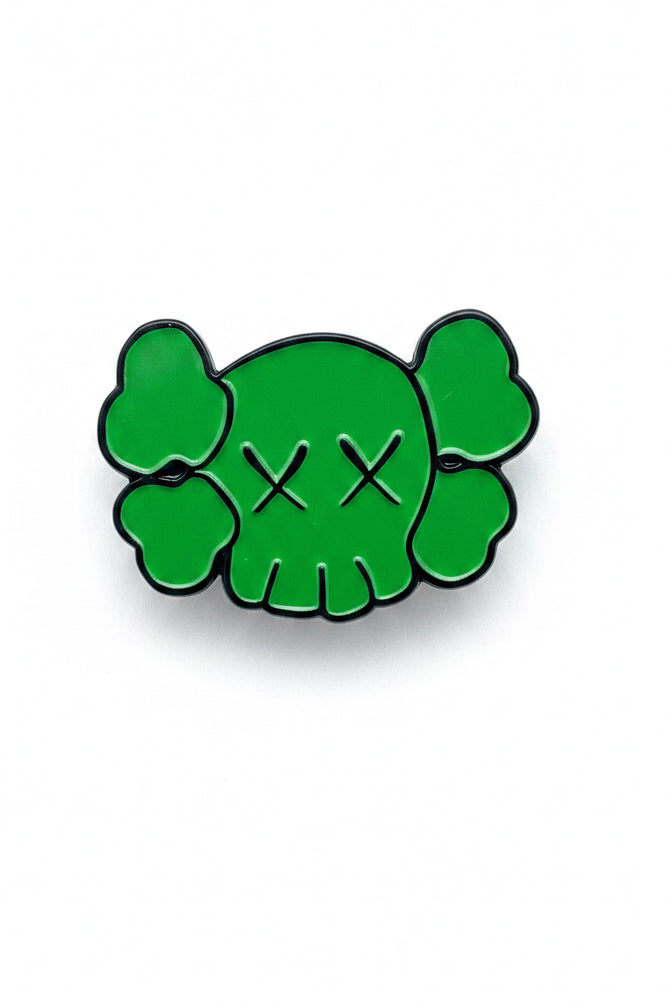 KAWS-Inspired Green Skull Hat Pin
