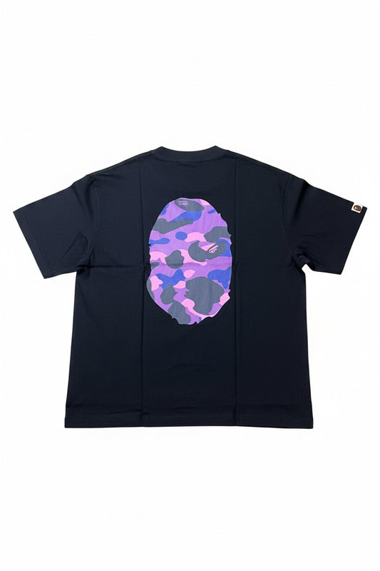 A Bathing Ape (BAPE) Purple Camo Ape Head Tee - Black