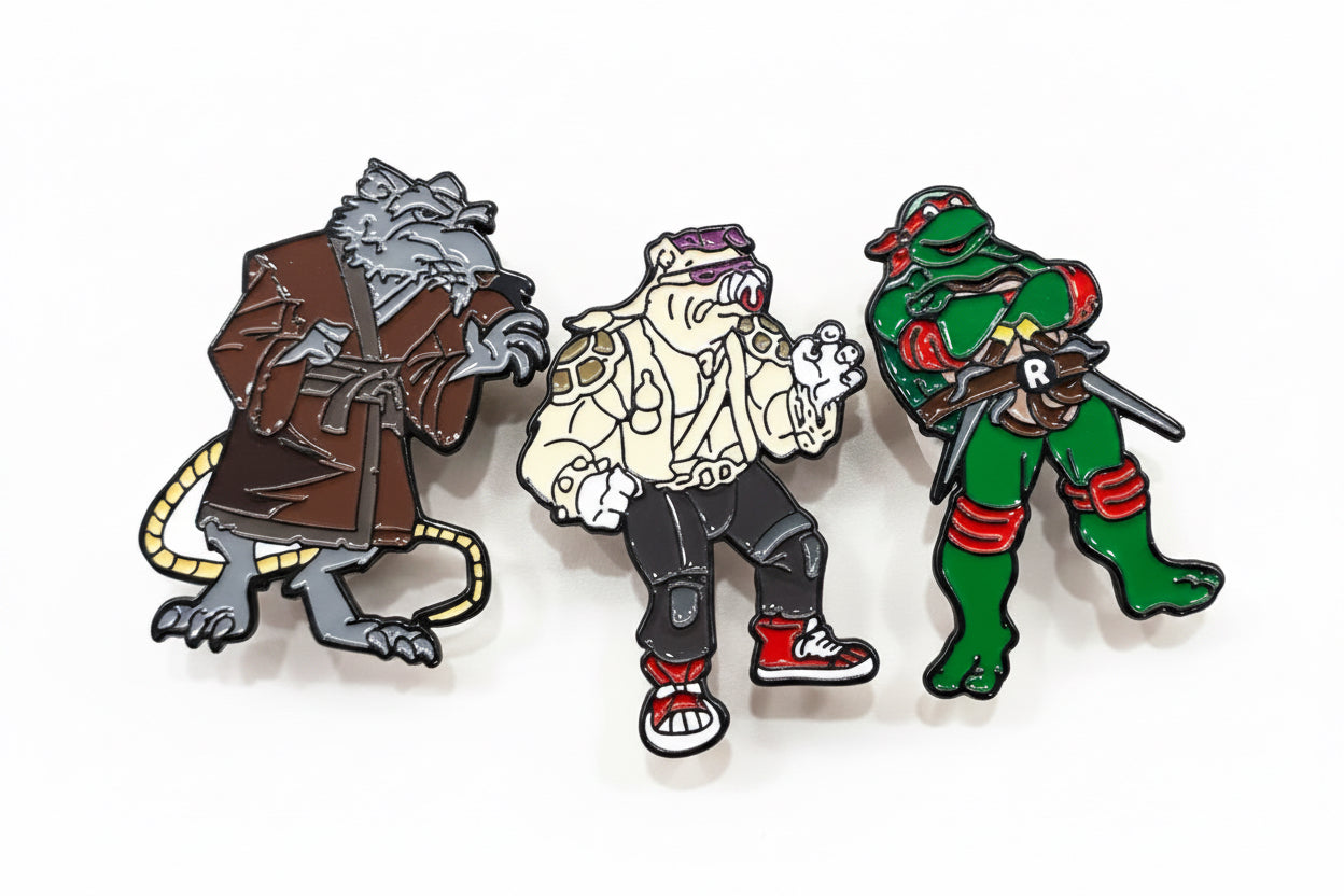 TMNT Streets Enamel Pin Set – Splinter, Bebop & Raphael