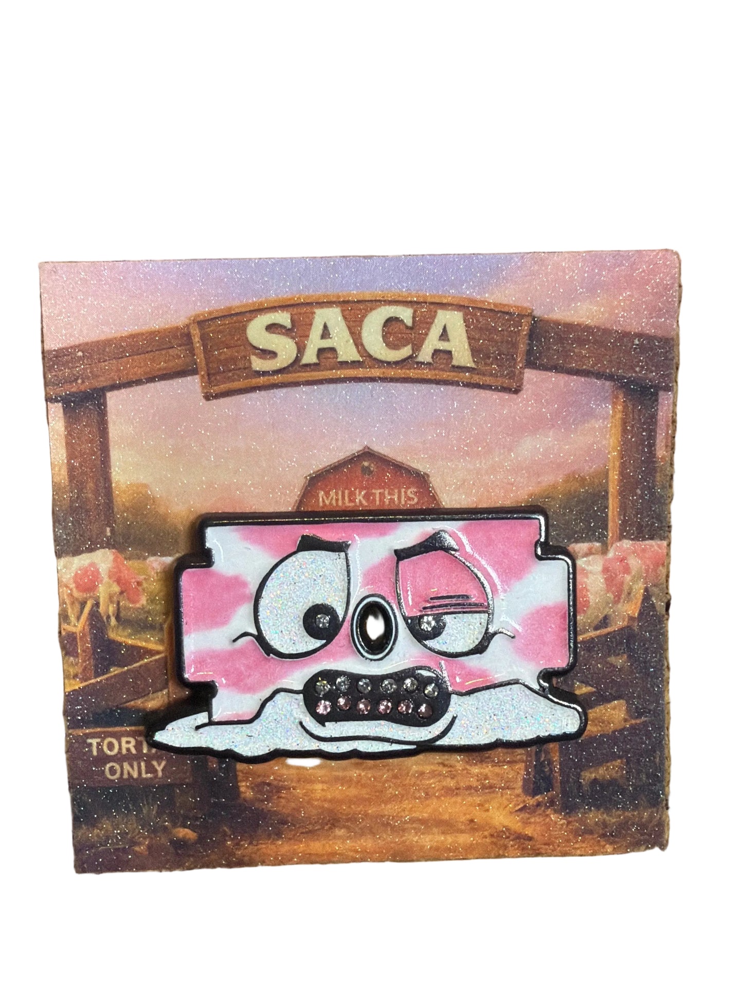 Saca Pink Cow-print Hat Pin