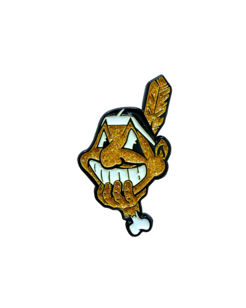 Hold Your Head Up Pin- Chief Wahoo Gold