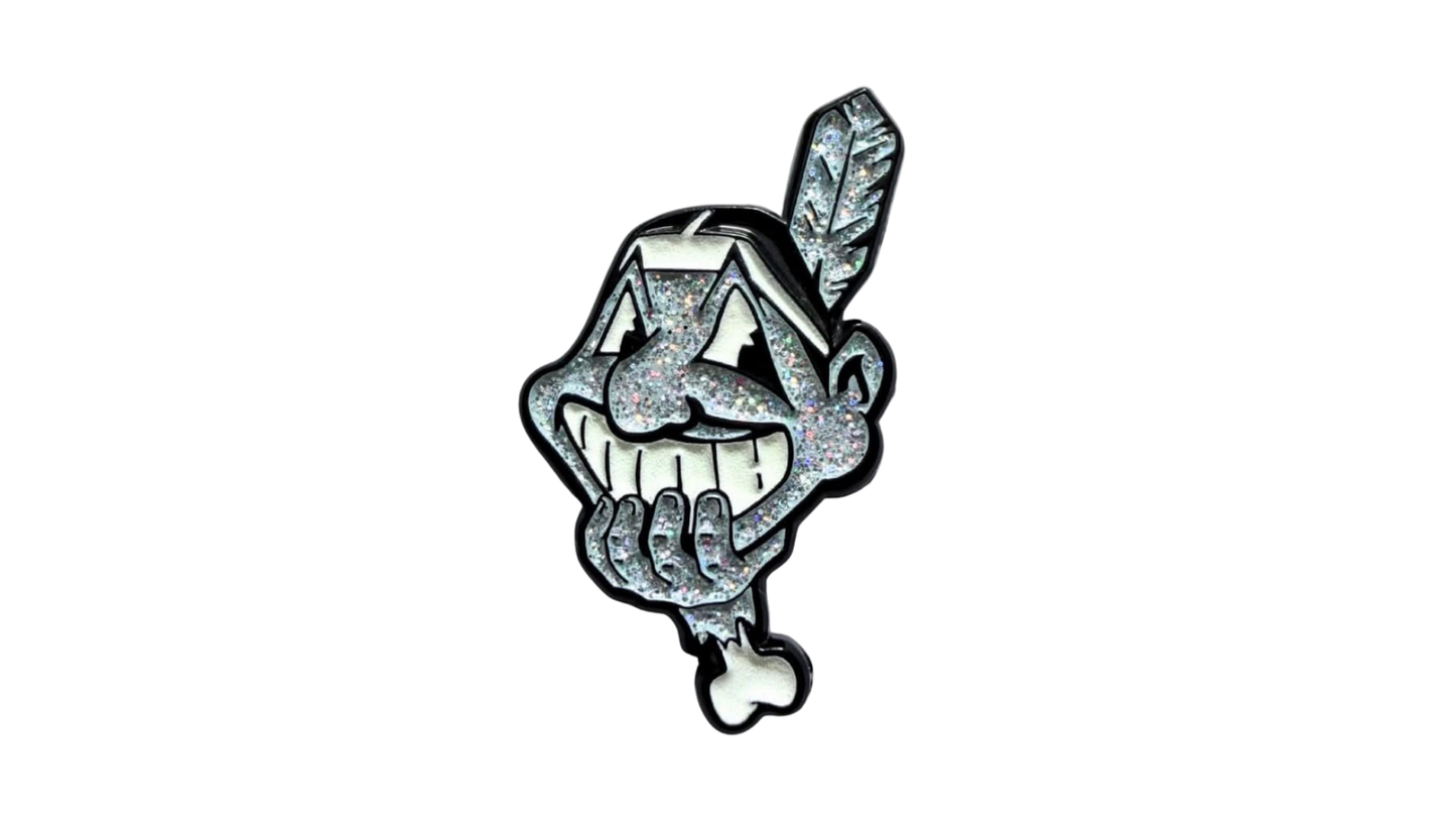 Hold Your Head Up Pin - Chief Wahoo Silver