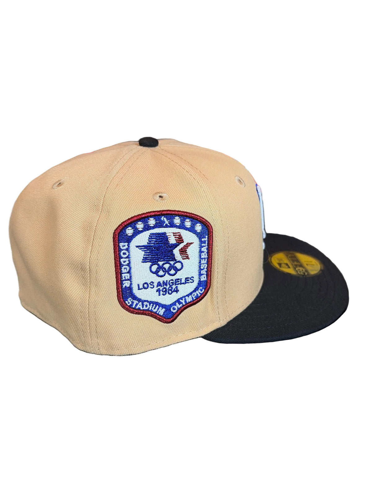 New Era LA Dodgers 1984 Olympic Side Patch 59FIFTY Fitted Hat Cream Black NWT