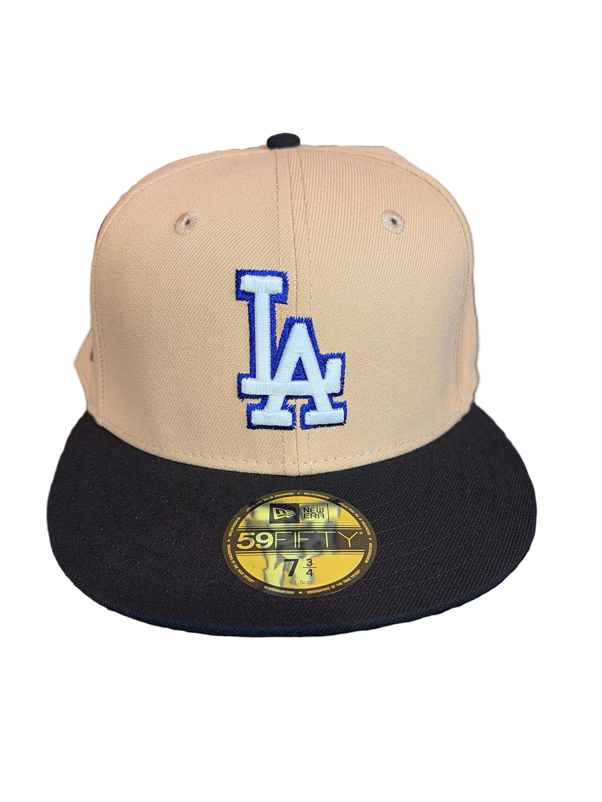 New Era LA Dodgers 1984 Olympic Side Patch 59FIFTY Fitted Hat Cream Black NWT
