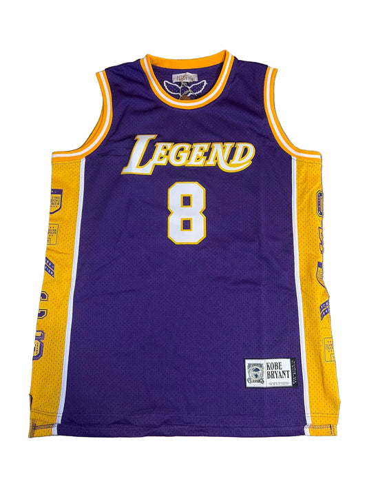 Headgear Classics Kobe Bryant Tribute Jersey - "Legend #8 / Mamba #24" Los Angeles Purple & Gold Basketball Jersey