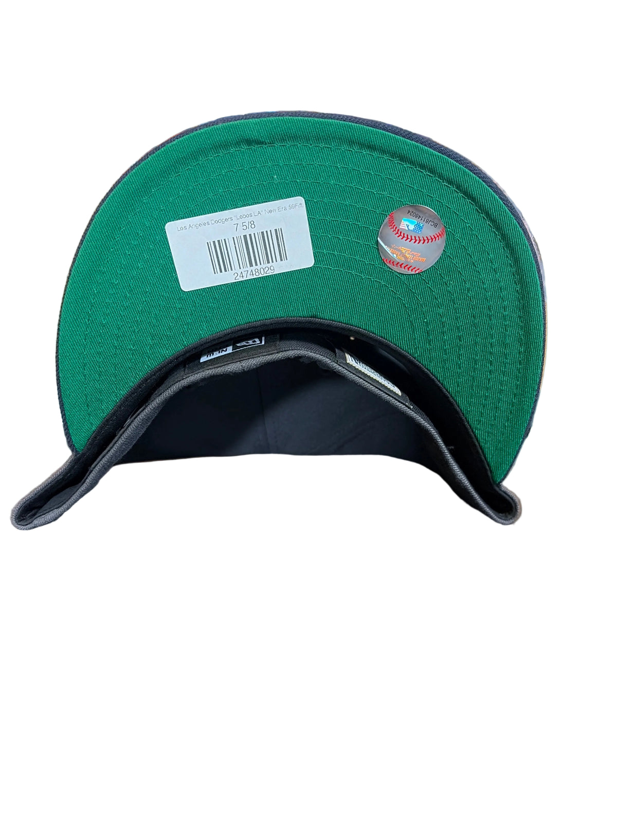 New Era LA Dodgers Script 59FIFTY Fitted Hat 7 5/8 Green Bottom 40th Side Patch New