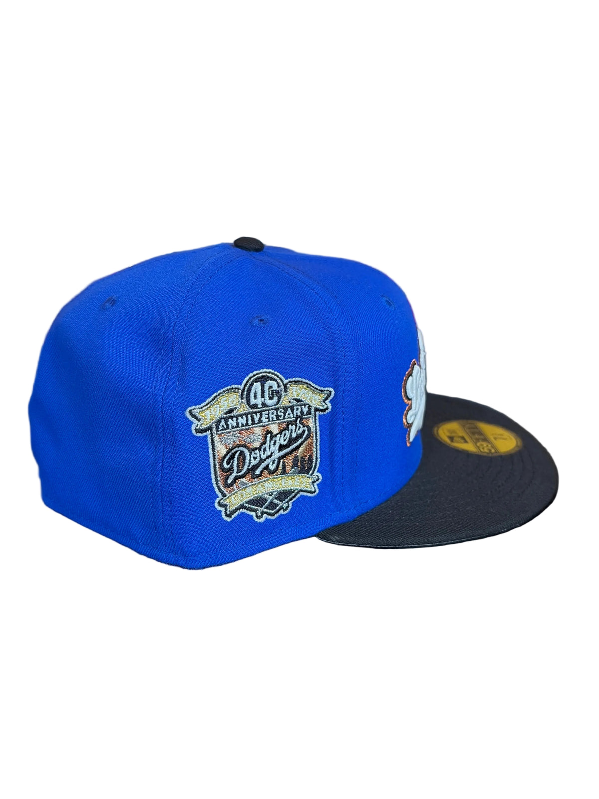 New Era LA Dodgers 40th Anniversary Side Patch 59FIFTY Fitted Hat – Royal/Black - NWT
