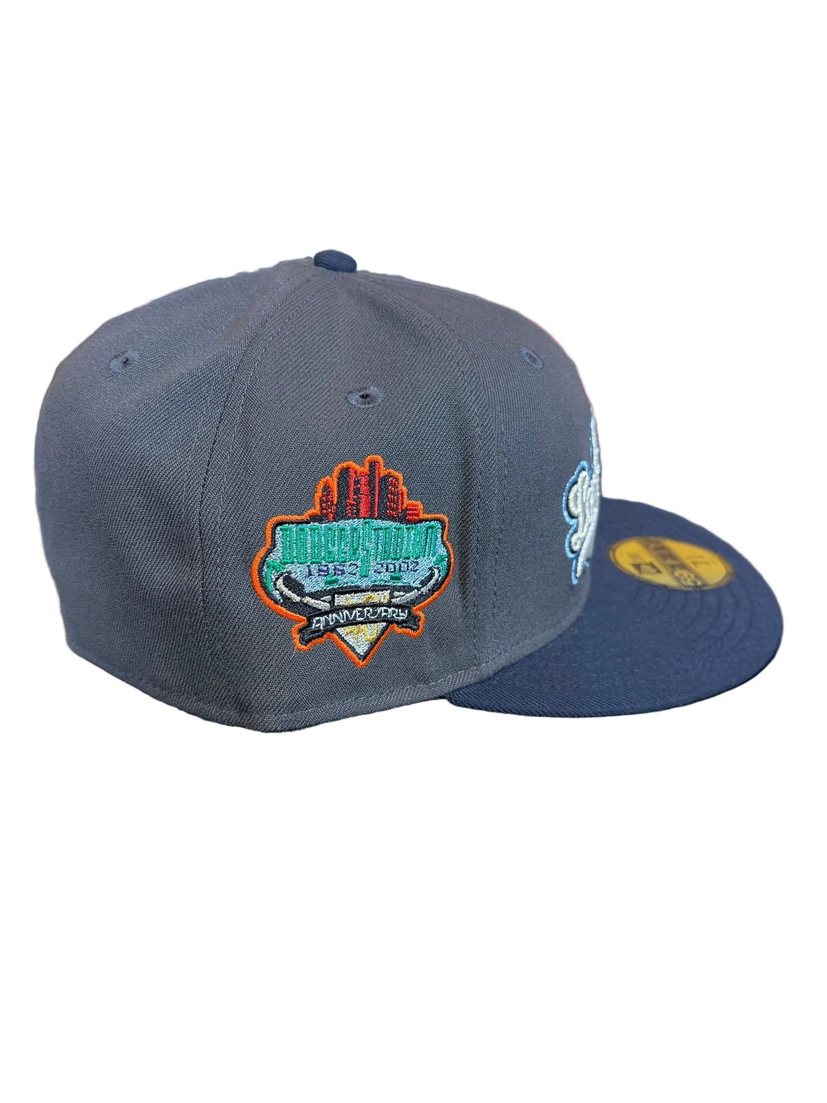 New Era LA Dodgers Script 59FIFTY Fitted Hat 7 5/8 Green Bottom 40th Side Patch New