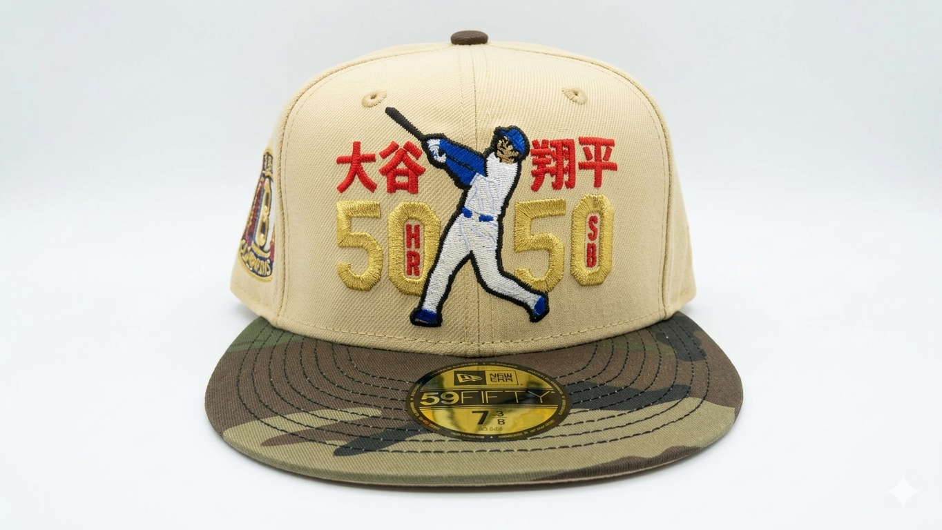 New Era Los Angeles Dodgers Shohei Ohtani 50/50 Vegas Camo Two Tone Edition 59FIFTY Fitted Hat.