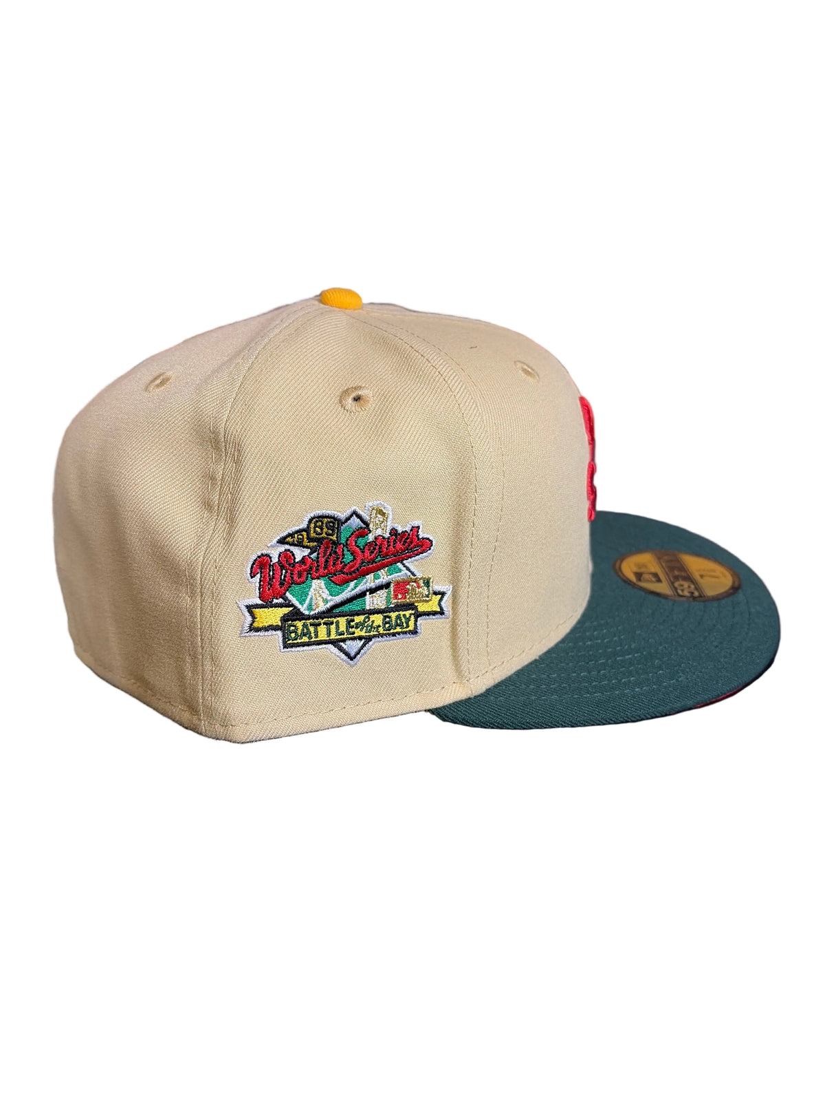 New Era Oakland A's Upside Down Logo 59FIFTY Fitted Hat - 1989 Battle of the Bay Patch