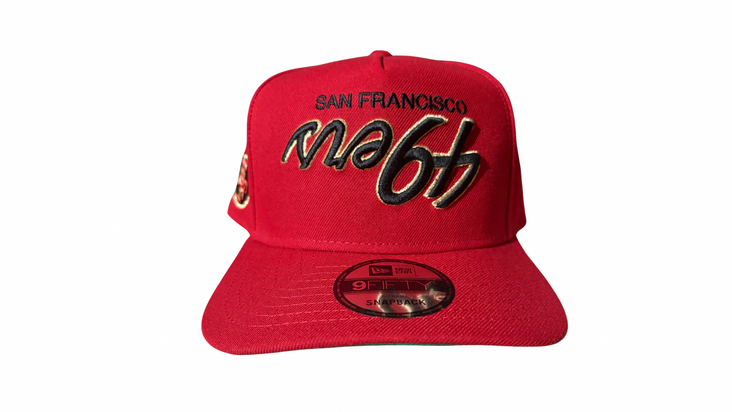 New Era San Francisco 49ers Upside Down Script 9FORTY A-frame Red Snapback Hat
