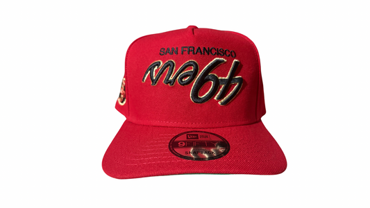 New Era San Francisco 49ers Upside Down Script 9FORTY A-frame Red Snapback Hat