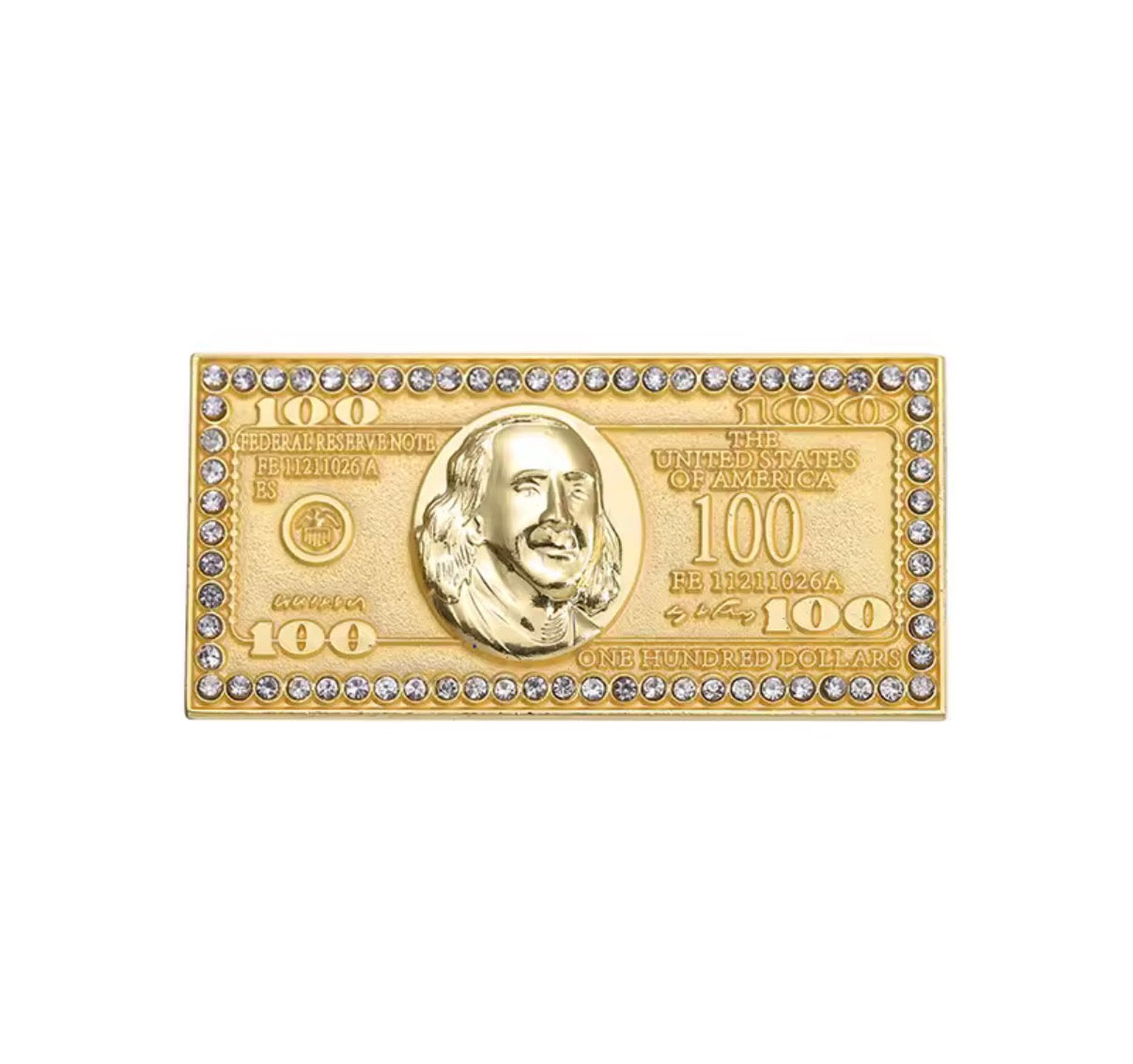 Gold $100 Bill Enamel Pin