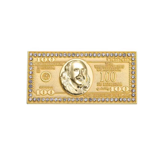 Gold $100 Bill Enamel Pin